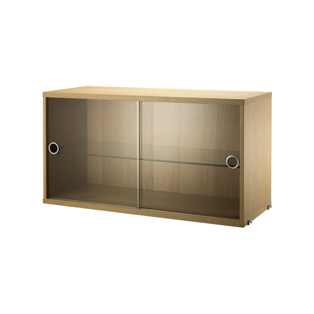 Cabinet vitrina con puertas correderas de cristal String, Roble, 78x30 cm String