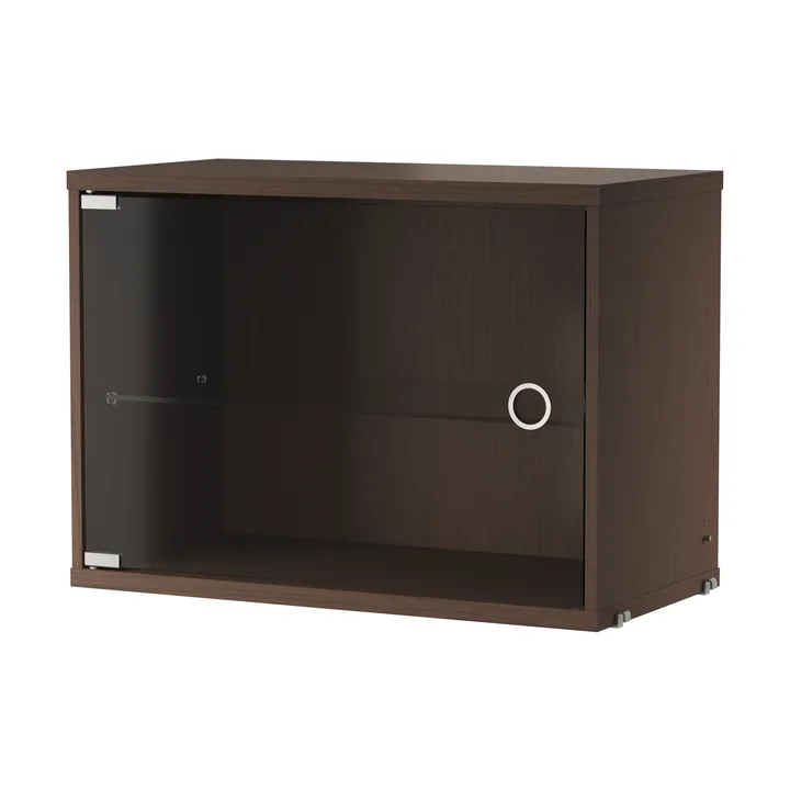 Cabinet vitrina con puertas correderas de cristal String - Roble oscuro, 58x30 cm - String