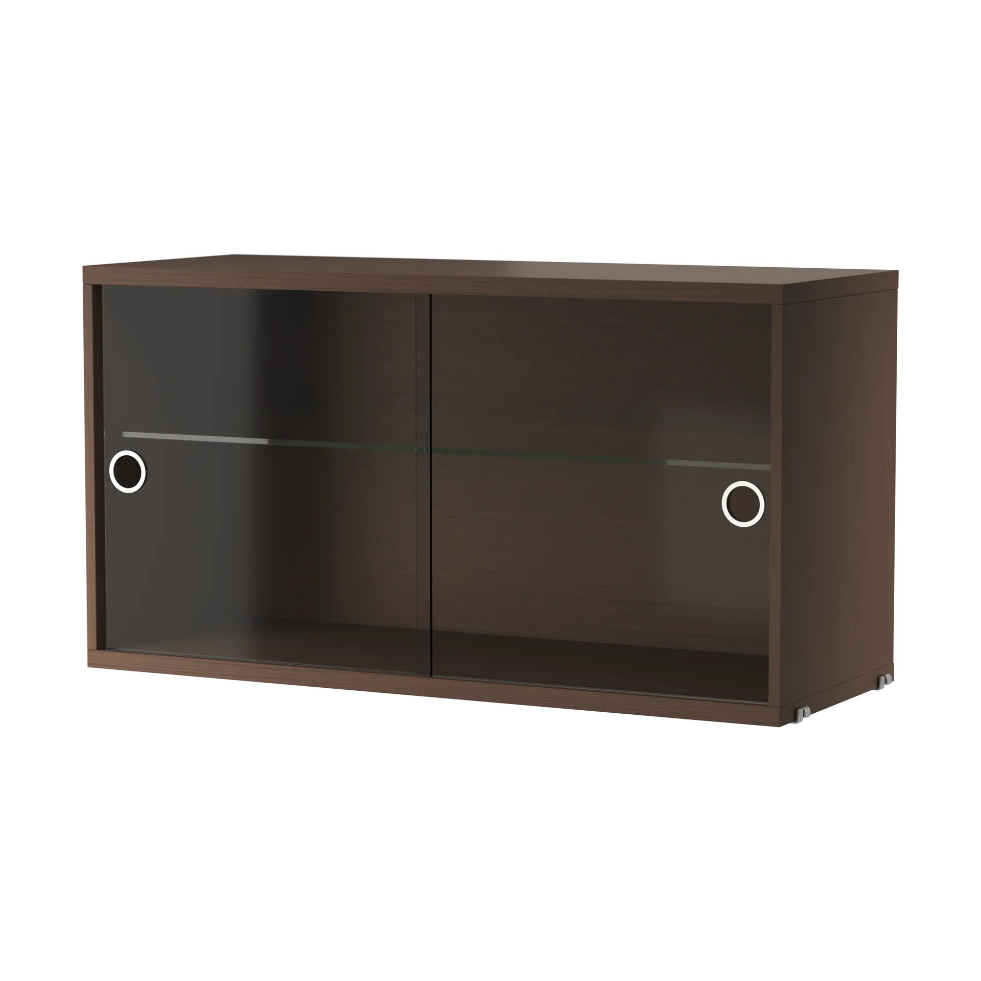 Cabinet vitrina con puertas correderas de cristal String, Roble oscuro, 78×30 cm String