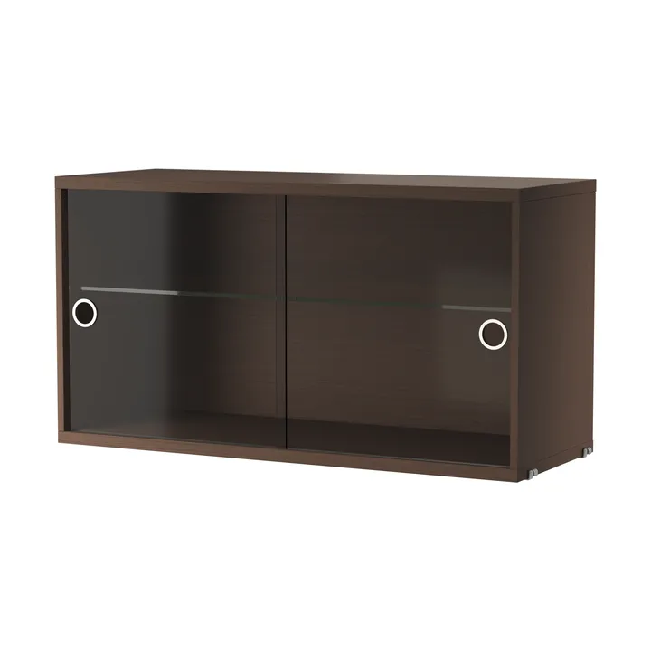 Cabinet vitrina con puertas correderas de cristal String - Roble oscuro, 78×30 cm - String