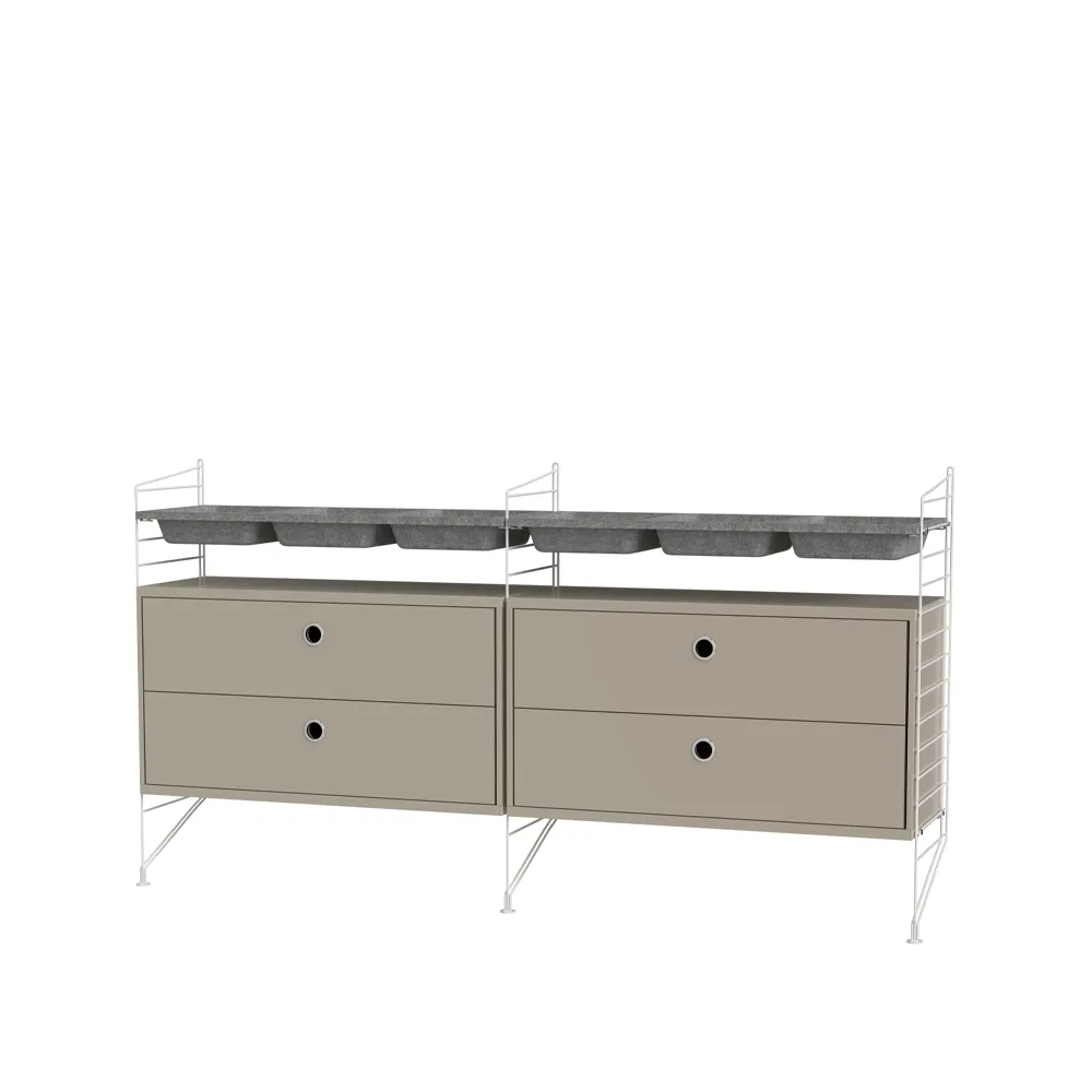 Dormitorio String beige y blanco - Combinación G,  String