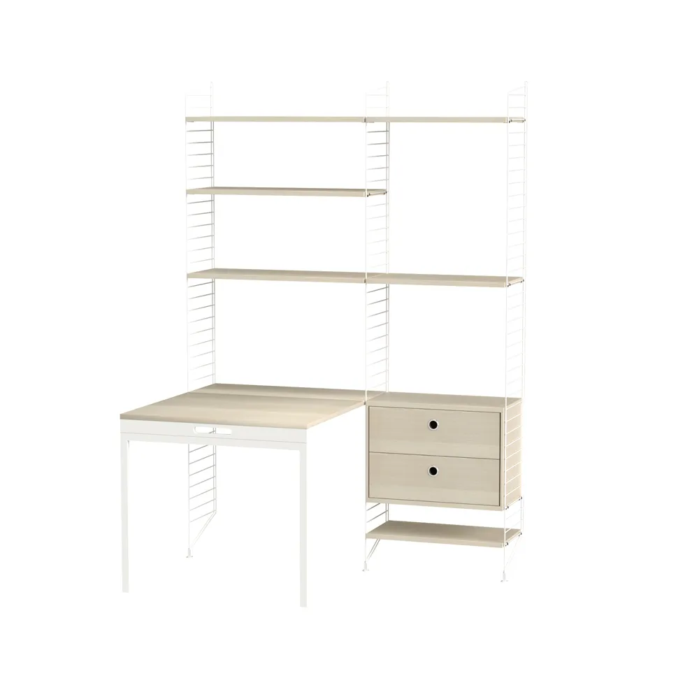 Dormitorio String fresno y blanco - Combinación E,  String