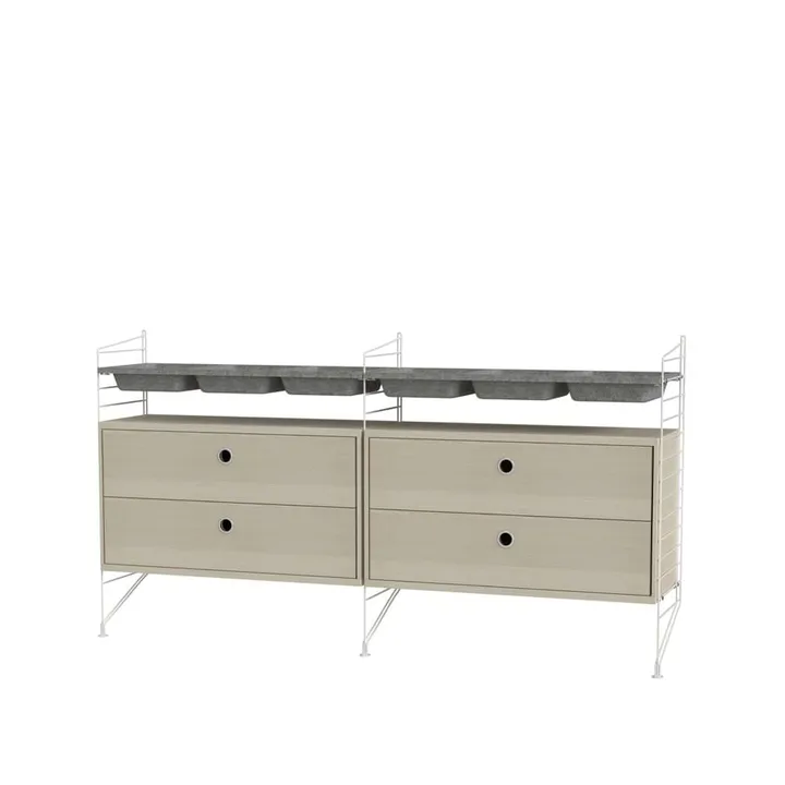 Dormitorio String fresno y blanco - Combinación G - String