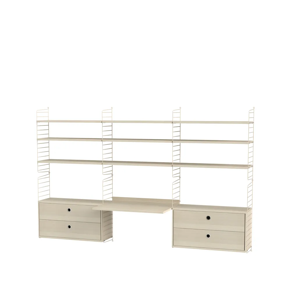 Espacio de trabajo String fresno y beige - Combinación F String