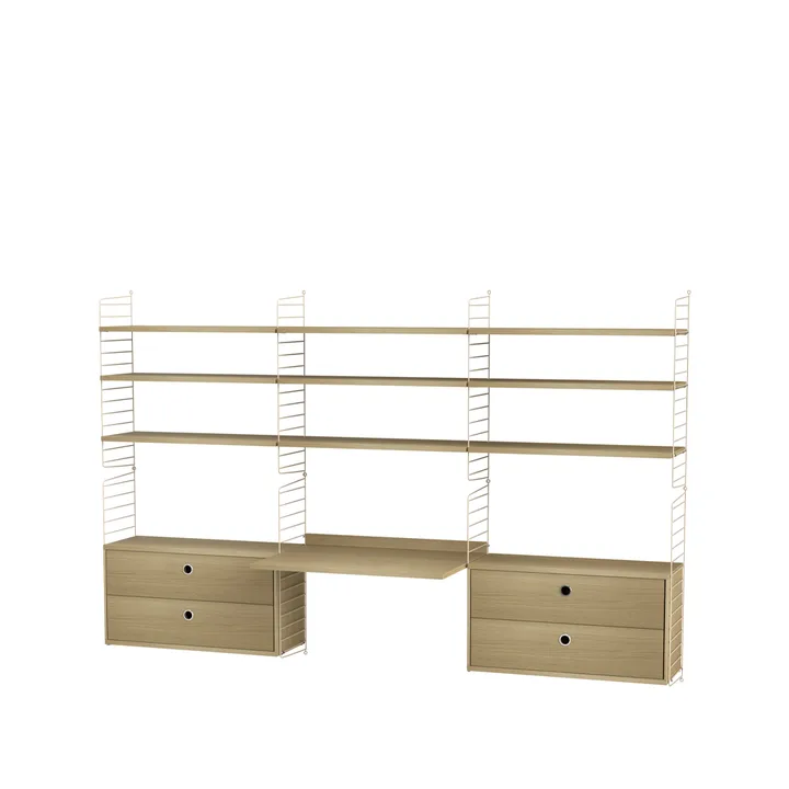 Espacio de trabajo String roble y beige - Combinación F - String