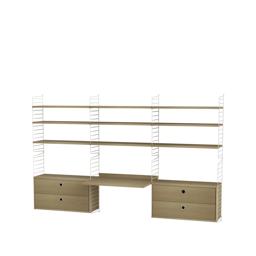 Espacio de trabajo String roble y blanco - Combinación F String