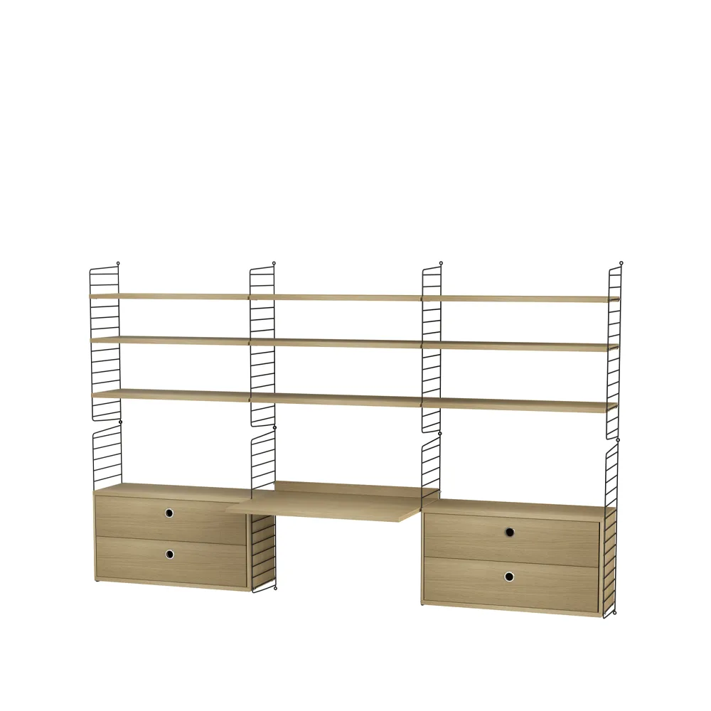 Espacio de trabajo String roble y negro - Combinación F String