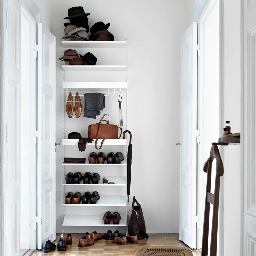 Estante String metal, Blanco, 78x20 cm, borde bajo String