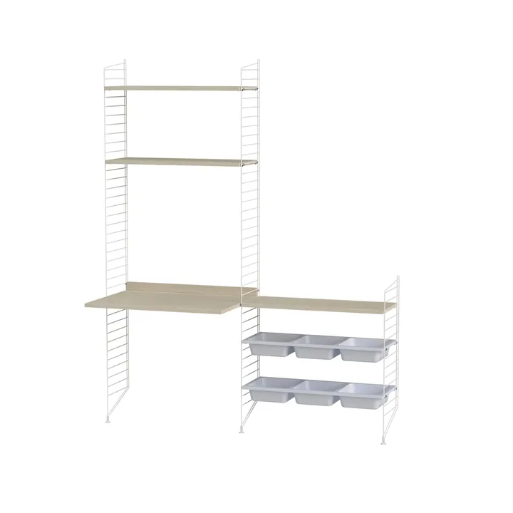 Habitación de niños String de fresno y blanco - Combinación E - String