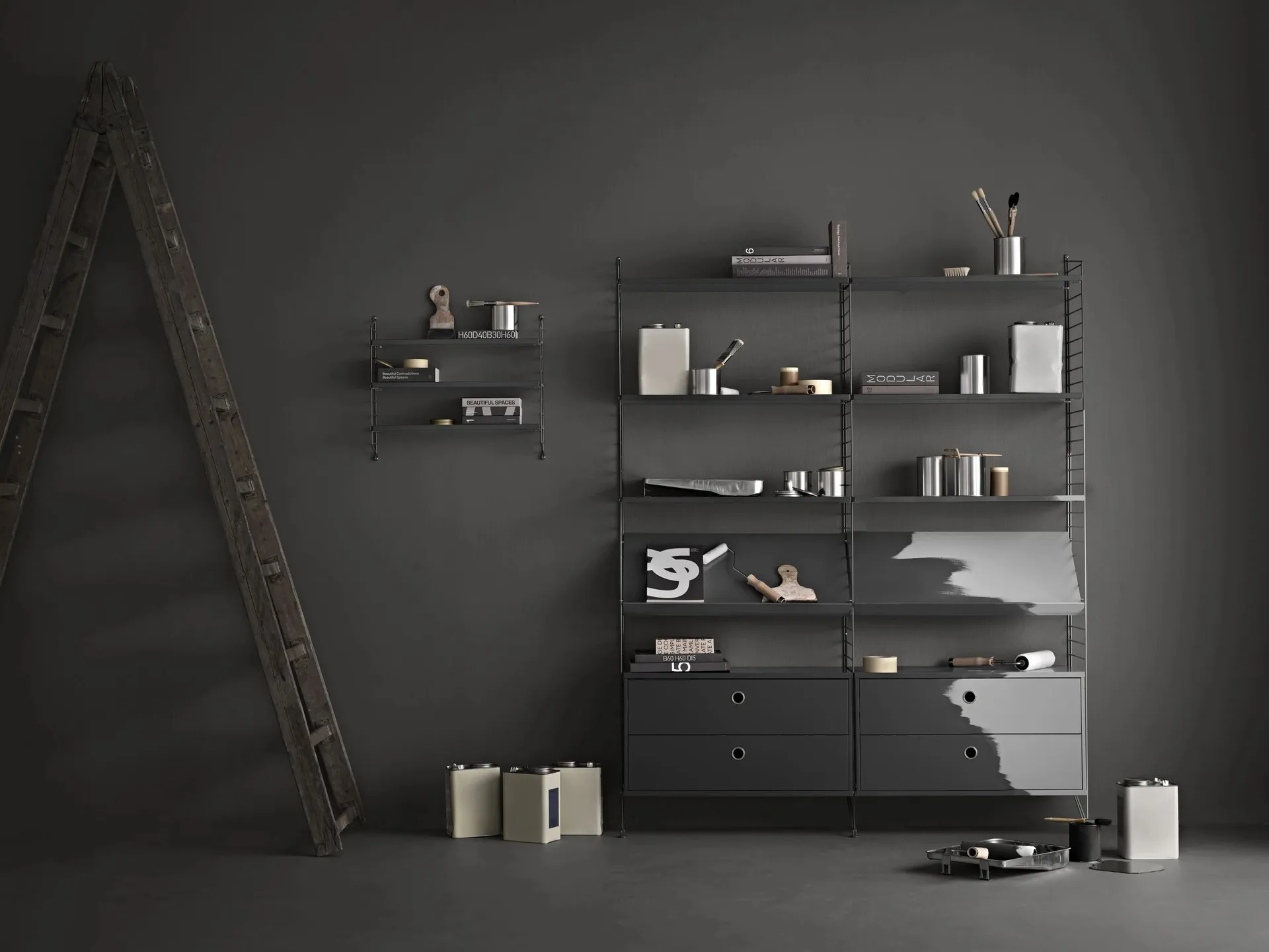 Panel de pared String, Gris oscuro, 50x30 cm, paquete de 1 String