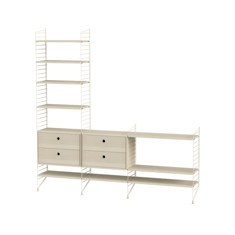Salón String fresno y beige - Combinación J,  String