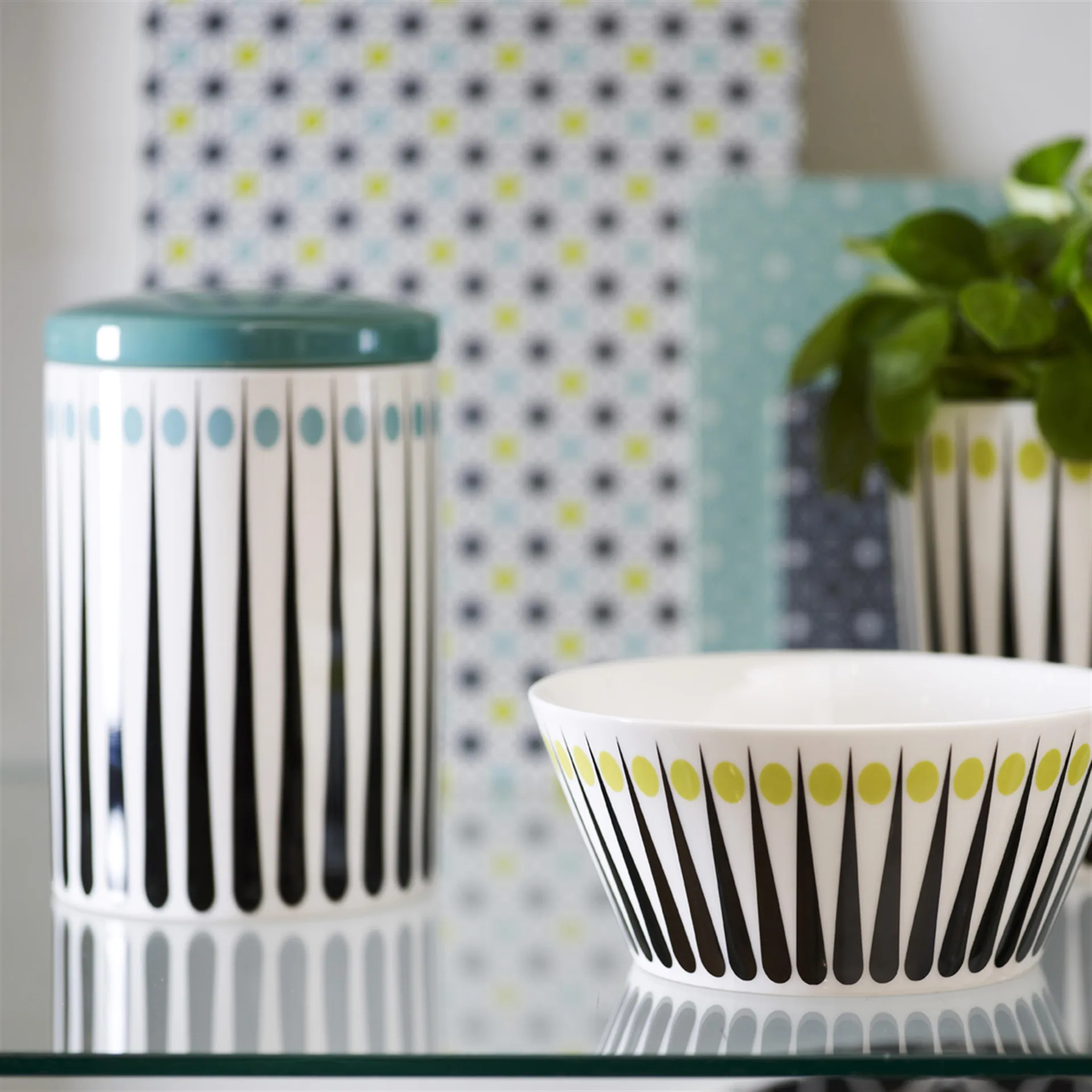 Bote con tapa Amanda, blanco-aqua, 15 cm Superliving