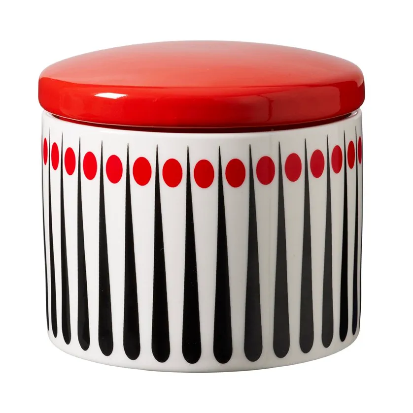 Bote con tapa Amanda, blanco-rojo, 10 cm Superliving
