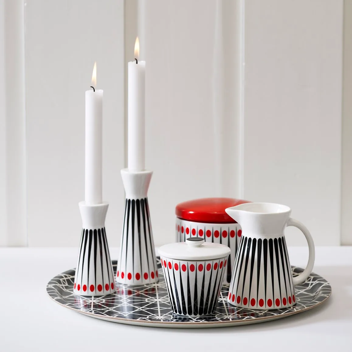 Bote con tapa Amanda, blanco-rojo, 10 cm Superliving