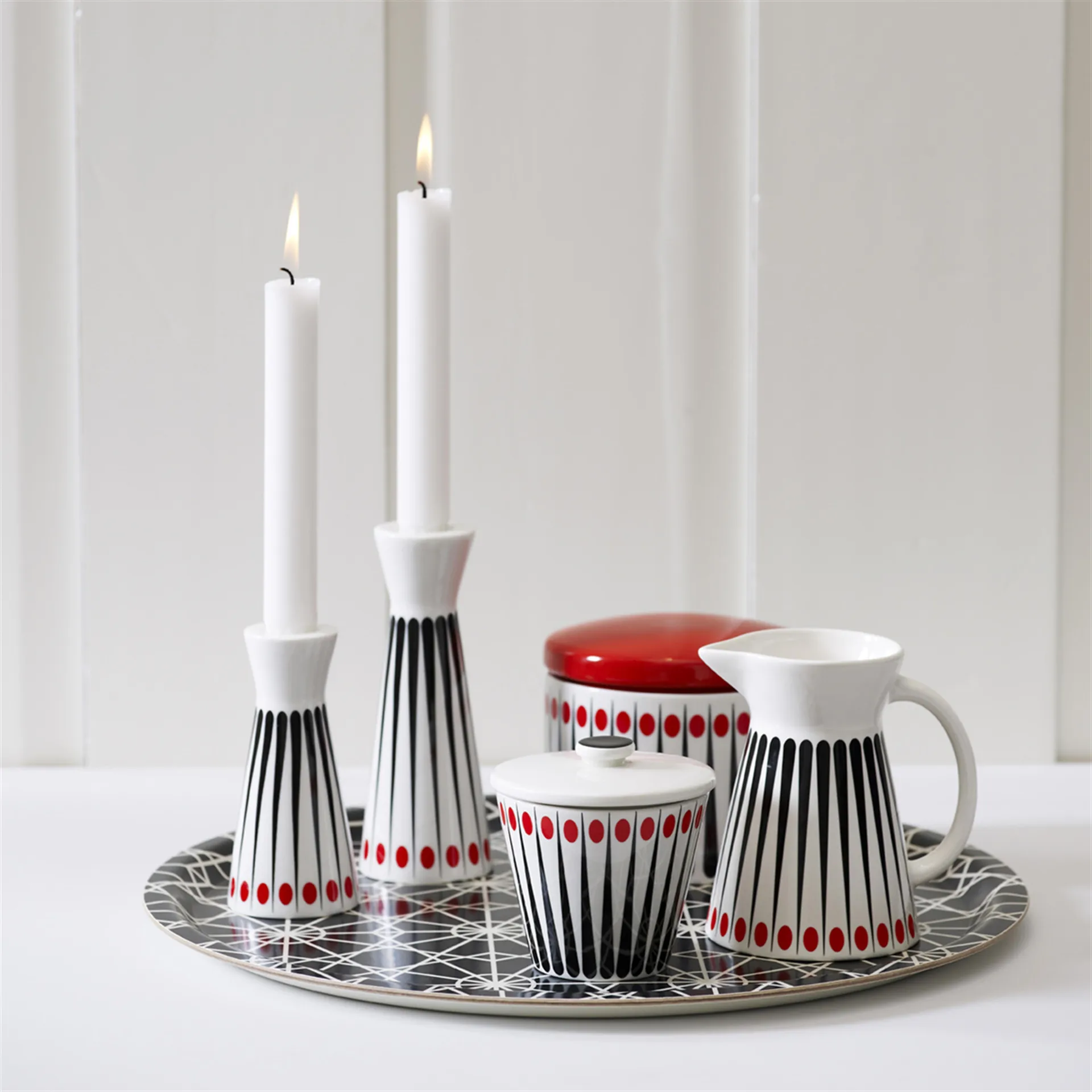 Bote con tapa Amanda, blanco-rojo, 10 cm Superliving