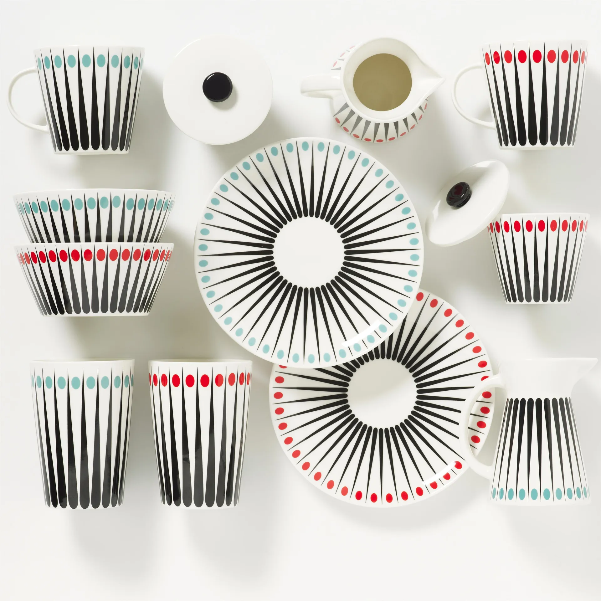 Jarra de leche Amanda, blanco-rojo Superliving