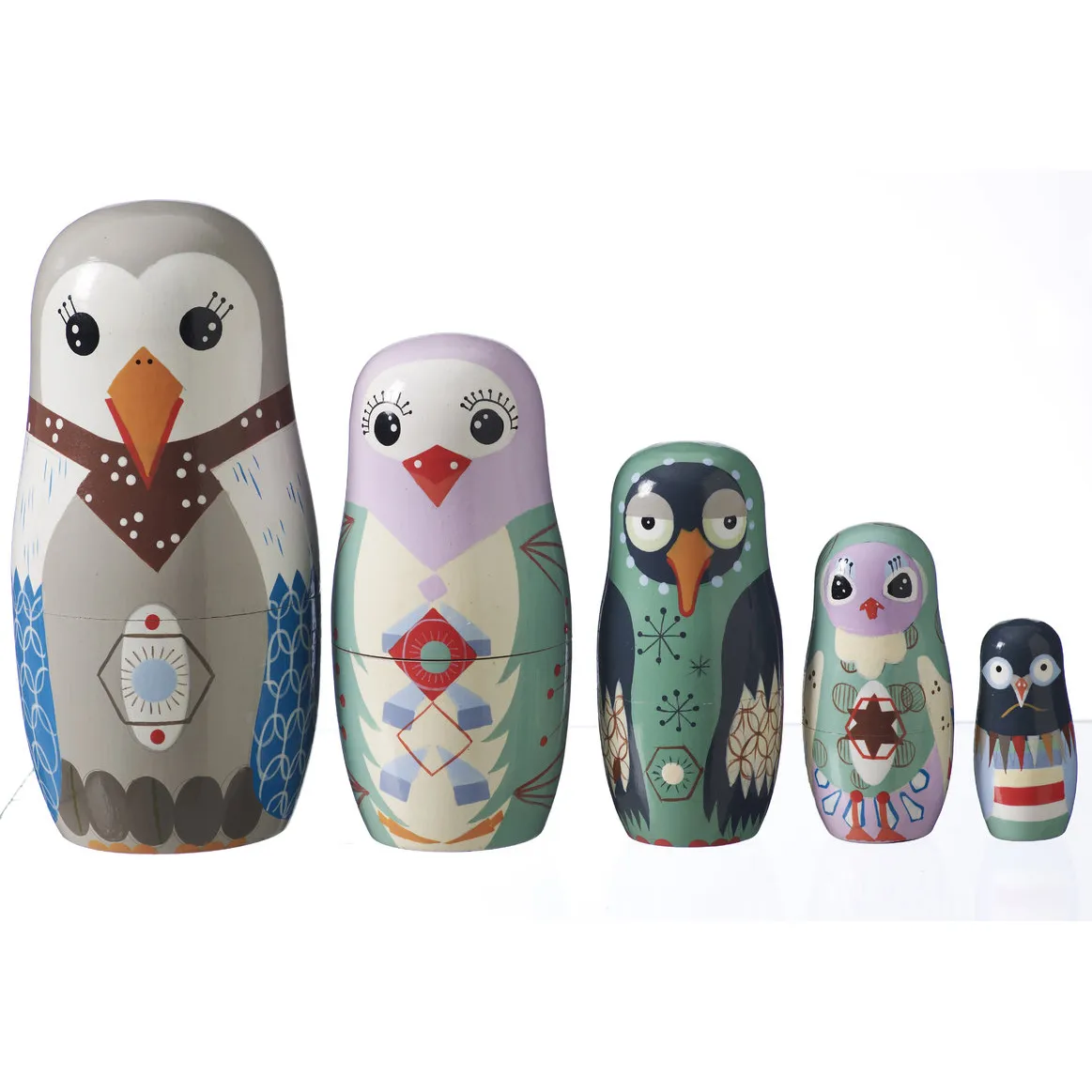 Matrioska Bird Family, set de 5, multi Superliving