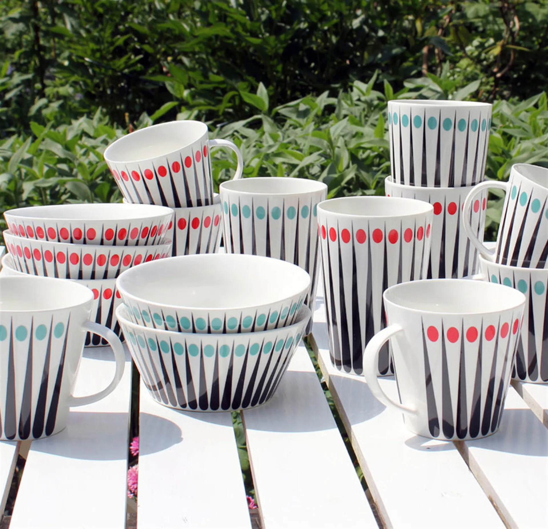 Taza de té Amanda, blanco-aqua Superliving