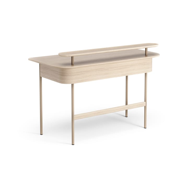 Escritorio Luna con estante, Roble pigmentado blanco Swedese