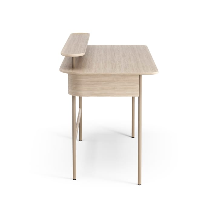 Escritorio Luna con estante, Roble pigmentado blanco Swedese
