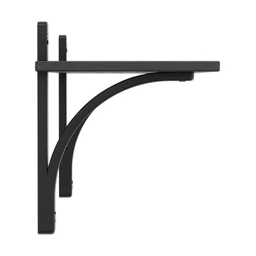 Estantería Levi de 1 balda - Fresno teñido negro-aluminio, 90 cm - Swedese