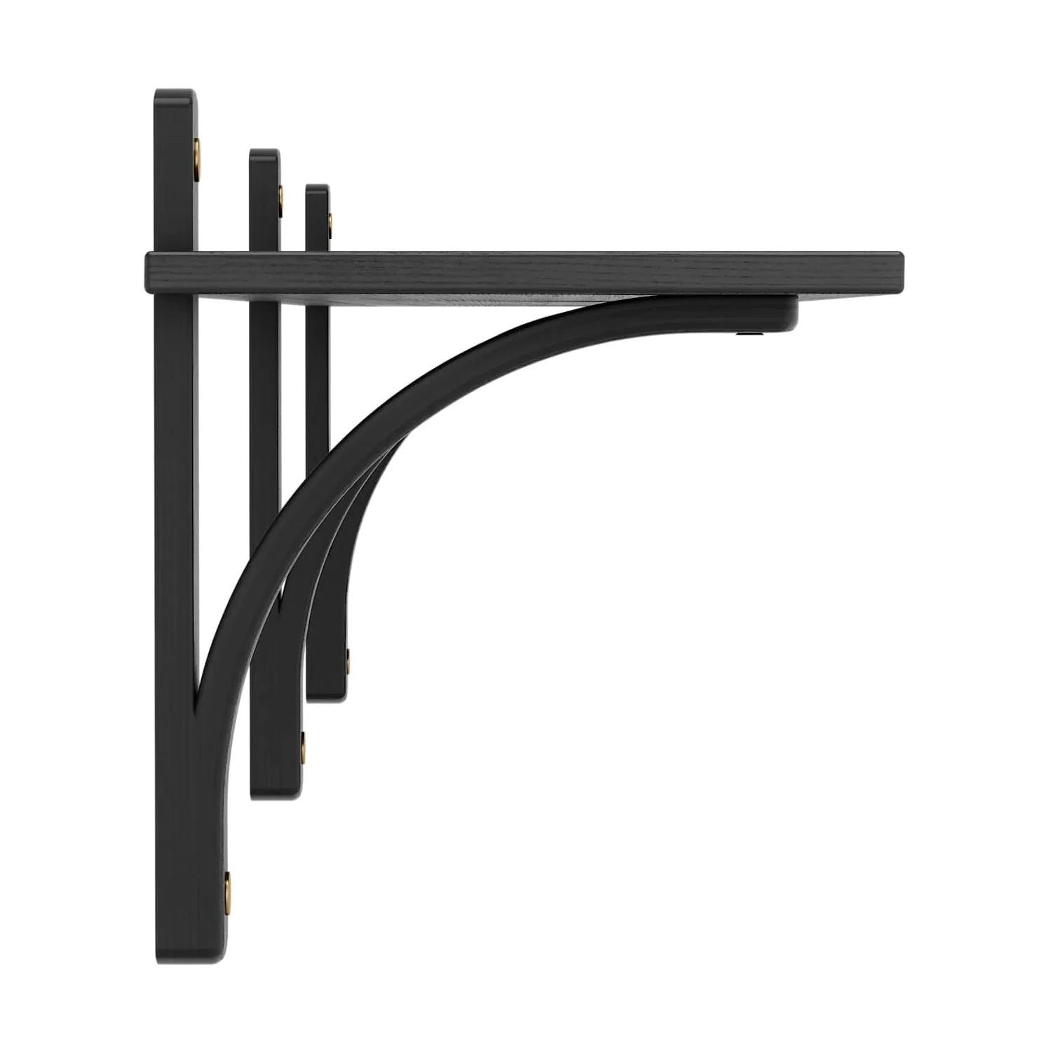 Estantería Levi de 1 balda, Fresno teñido negro-latón, 180 cm Swedese