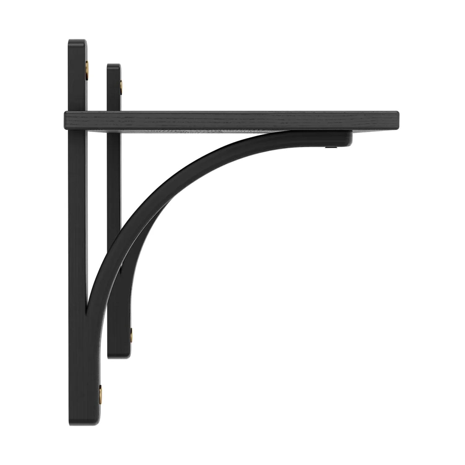 Estantería Levi de 1 balda, Fresno teñido negro-latón, 90 cm Swedese