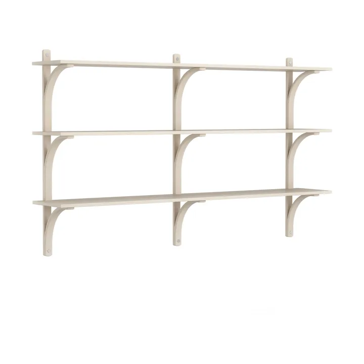 Estantería Levi de 3 baldas - Fresno pigmentada en blanco-aluminio, 180 cm - Swedese