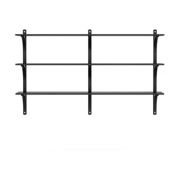 Estantería Levi de 3 baldas - Fresno teñido negro-aluminio, 180 cm - Swedese