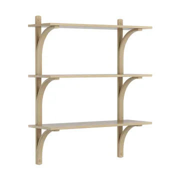 Estantería Levi de 3 baldas - Roble barnizado natural-latón, 90 cm - Swedese