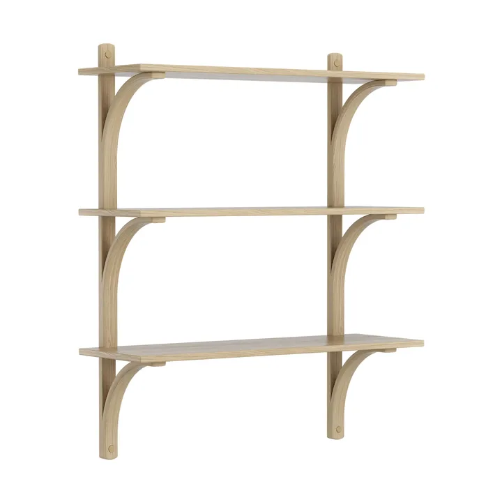 Estantería Levi de 3 baldas - Roble barnizado natural-latón, 90 cm - Swedese
