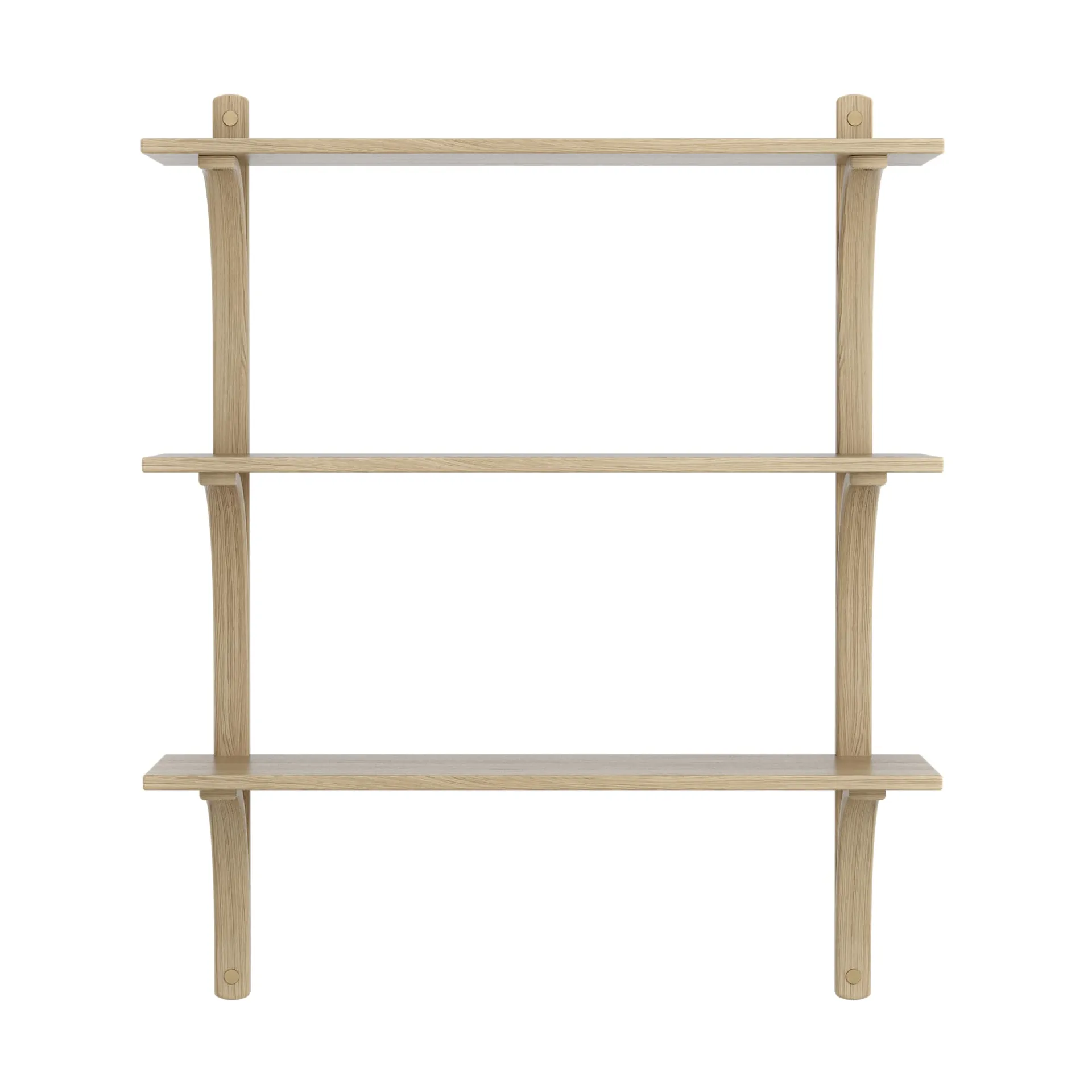 Estantería Levi de 3 baldas, Roble barnizado natural-latón, 90 cm Swedese