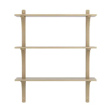 Estantería Levi de 3 baldas - Roble barnizado natural-latón, 90 cm - Swedese