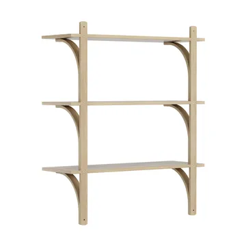 Estantería Levi de 3 baldas - Roble barnizado natural-latón, 90 cm - Swedese