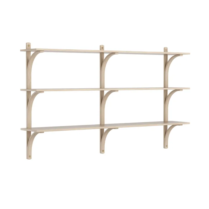 Estantería Levi de 3 baldas - Roble pigmentado en blanco-aluminio, 180 cm - Swedese