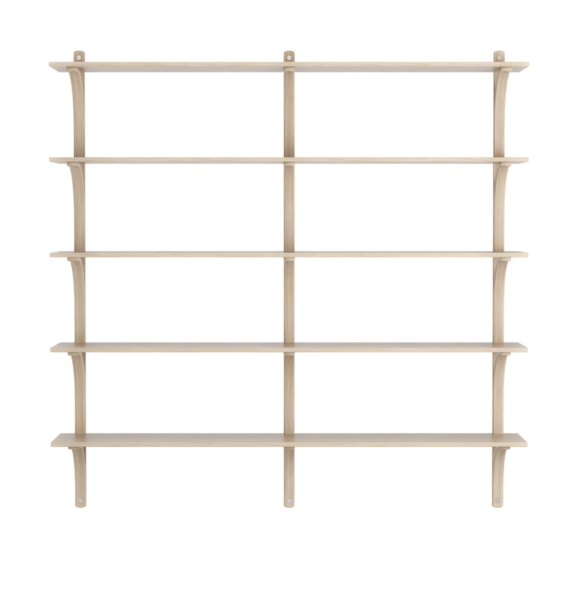 Estantería Levi de 3 baldas, Roble pigmentado en blanco-aluminio, 180 cm Swedese