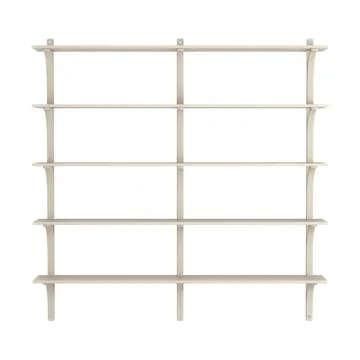 Estantería Levi de 5 baldas - Fresno pigmentado en blanco-aluminio, 180 cm - Swedese