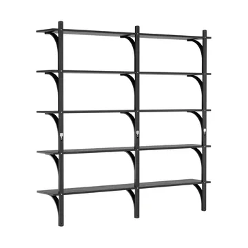 Estantería Levi de 5 baldas - Fresno teñido negro-aluminio, 180 cm - Swedese