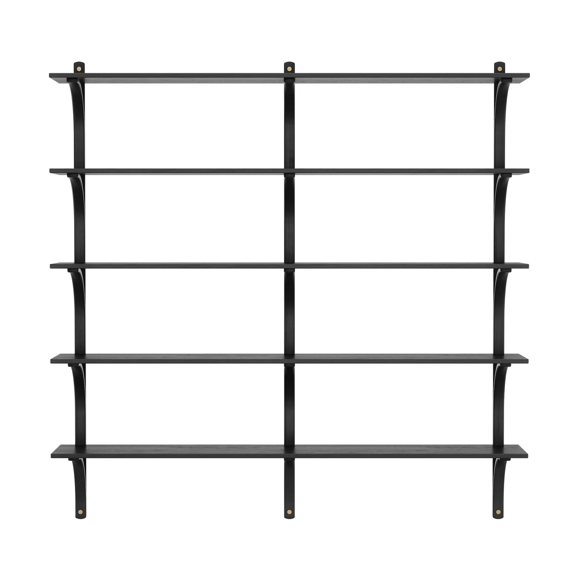 Estantería Levi de 5 baldas, Fresno teñido negro-latón, 180 cm Swedese