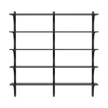 Estantería Levi de 5 baldas - Fresno teñido negro-latón, 180 cm - Swedese