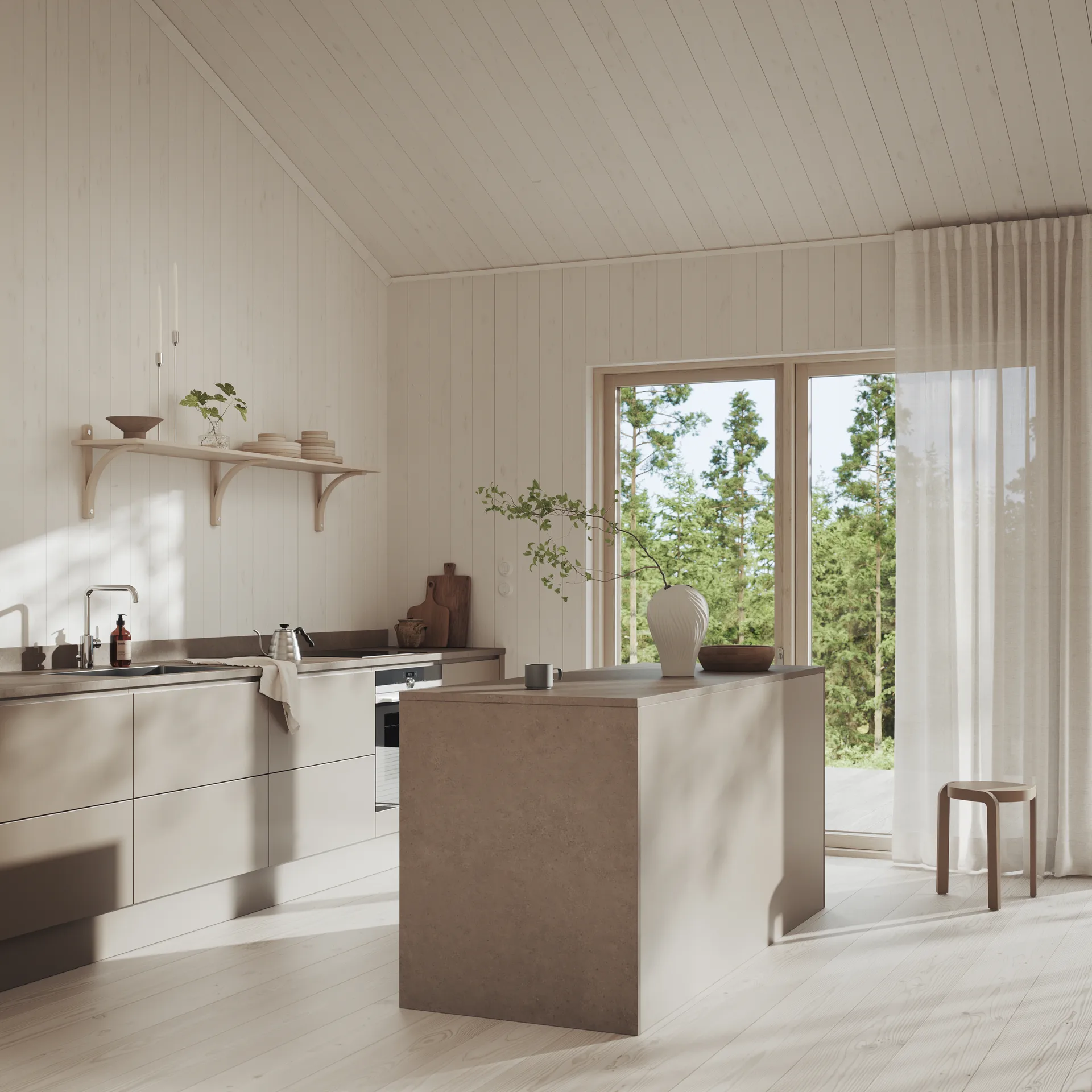 Estantería Levi, Roble blanqueado-acero inoxidable, 2 estantes, 90 cm Swedese