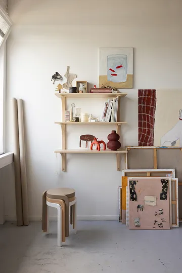 Estantería Levi - Roble lacado-acero inoxidable, 2 estantes, 180 cm - Swedese