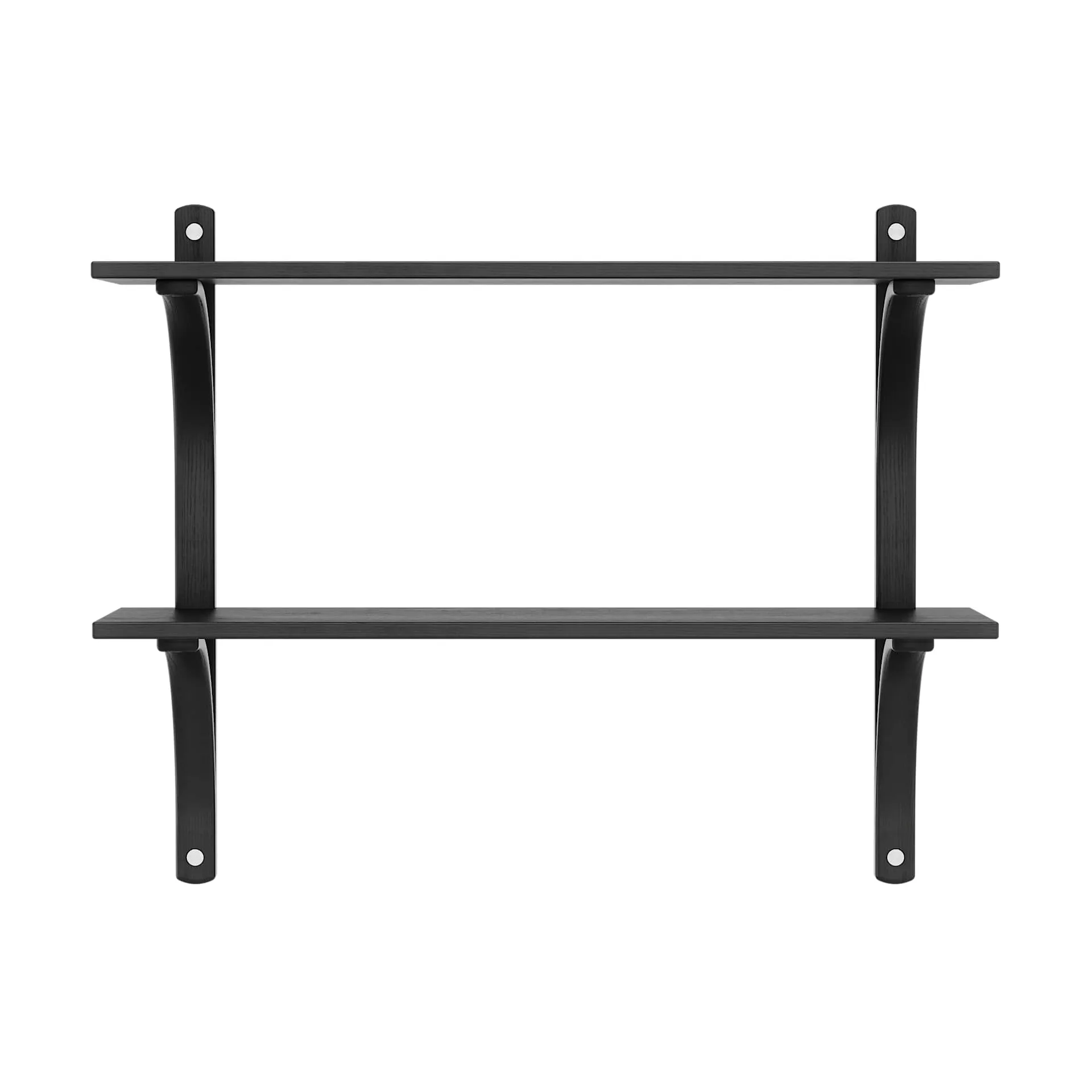 Levi estantería, Fresno negro-acero inoxidable, 2 estantes, 90 cm Swedese