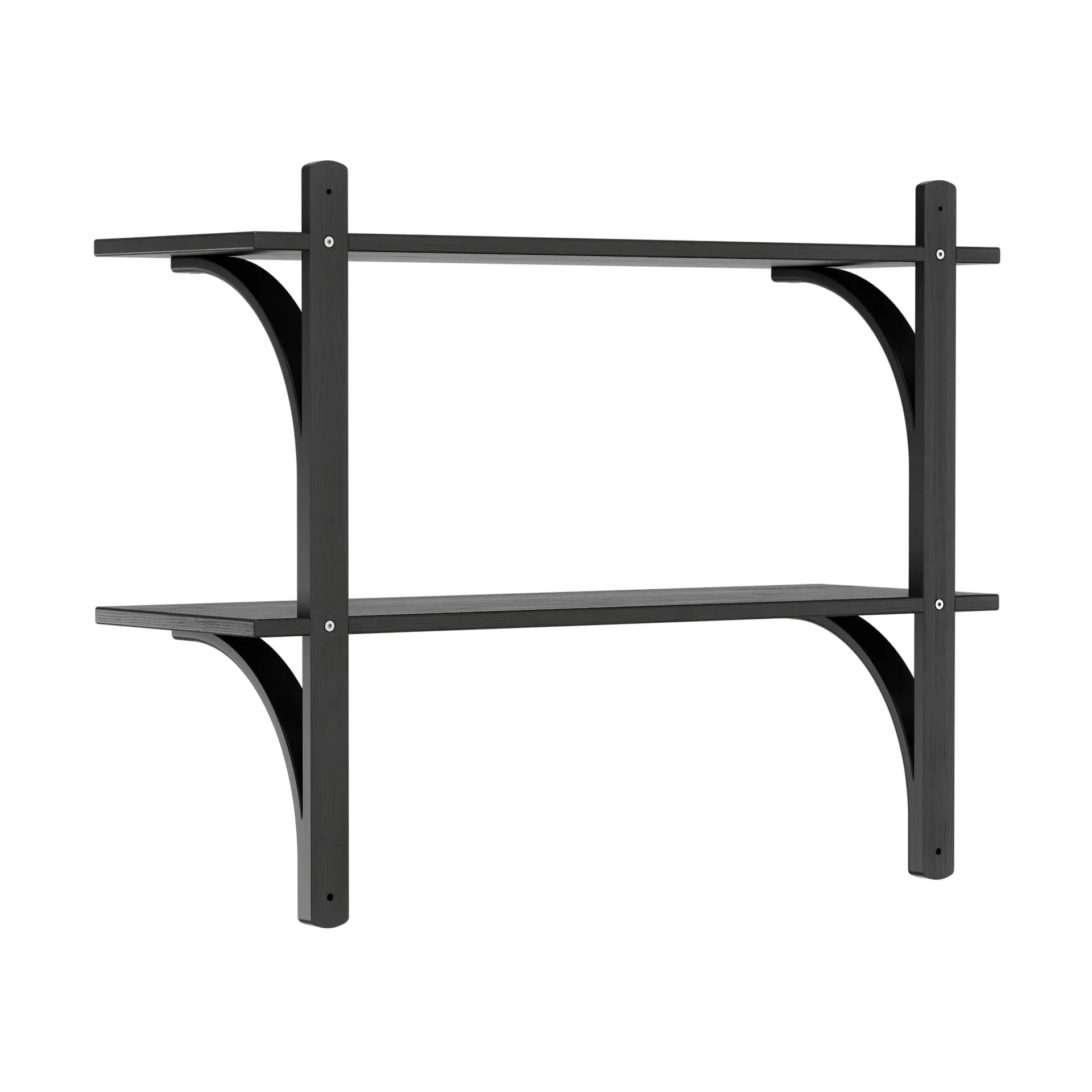 Levi estantería, Fresno negro-acero inoxidable, 2 estantes, 90 cm Swedese