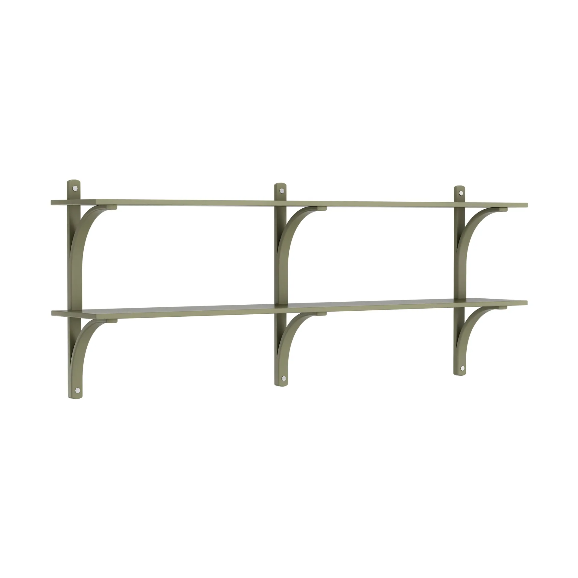 Levi estantería, Moss green-acero inoxidable, 2 estantes, 180 cm Swedese