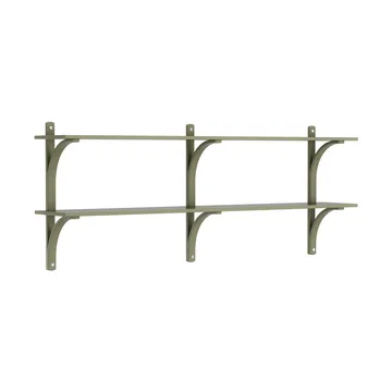 Levi estantería - Moss green-acero inoxidable, 2 estantes, 180 cm - Swedese