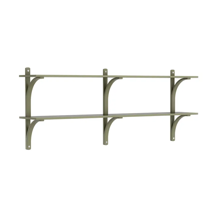 Levi estantería - Moss green-acero inoxidable, 2 estantes, 180 cm - Swedese
