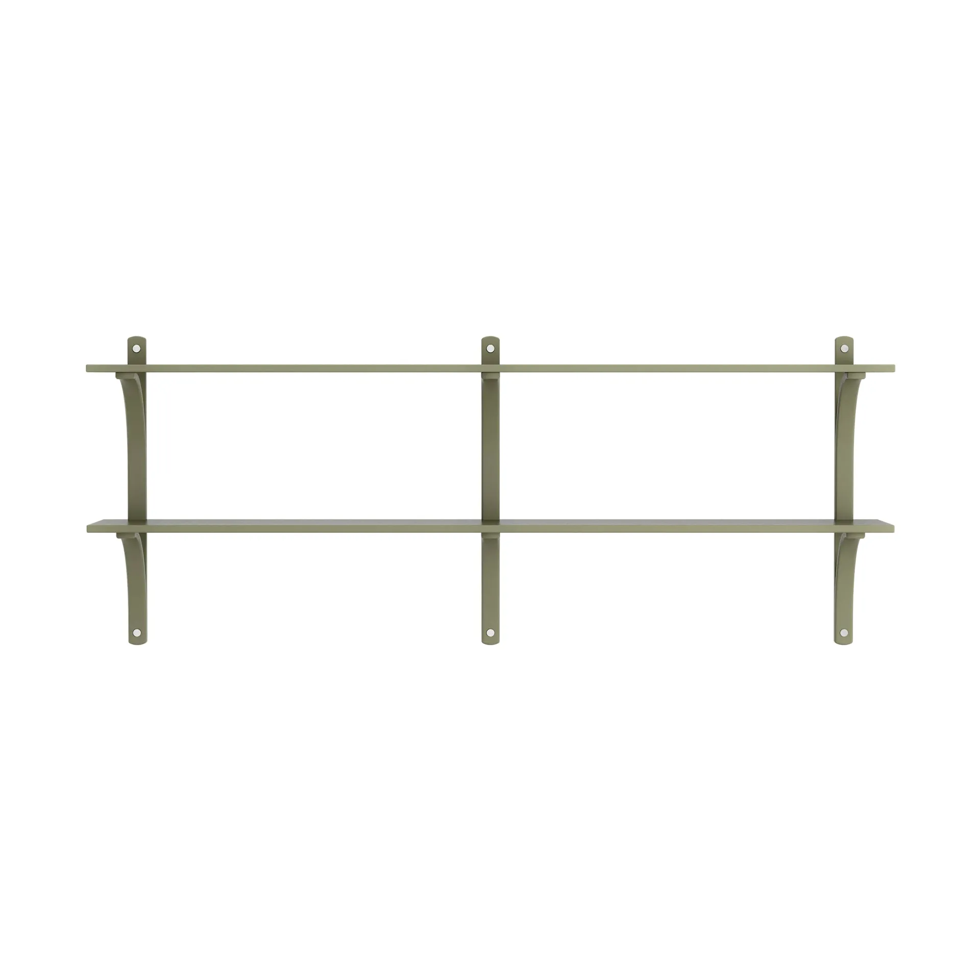 Levi estantería, Moss green-acero inoxidable, 2 estantes, 180 cm Swedese