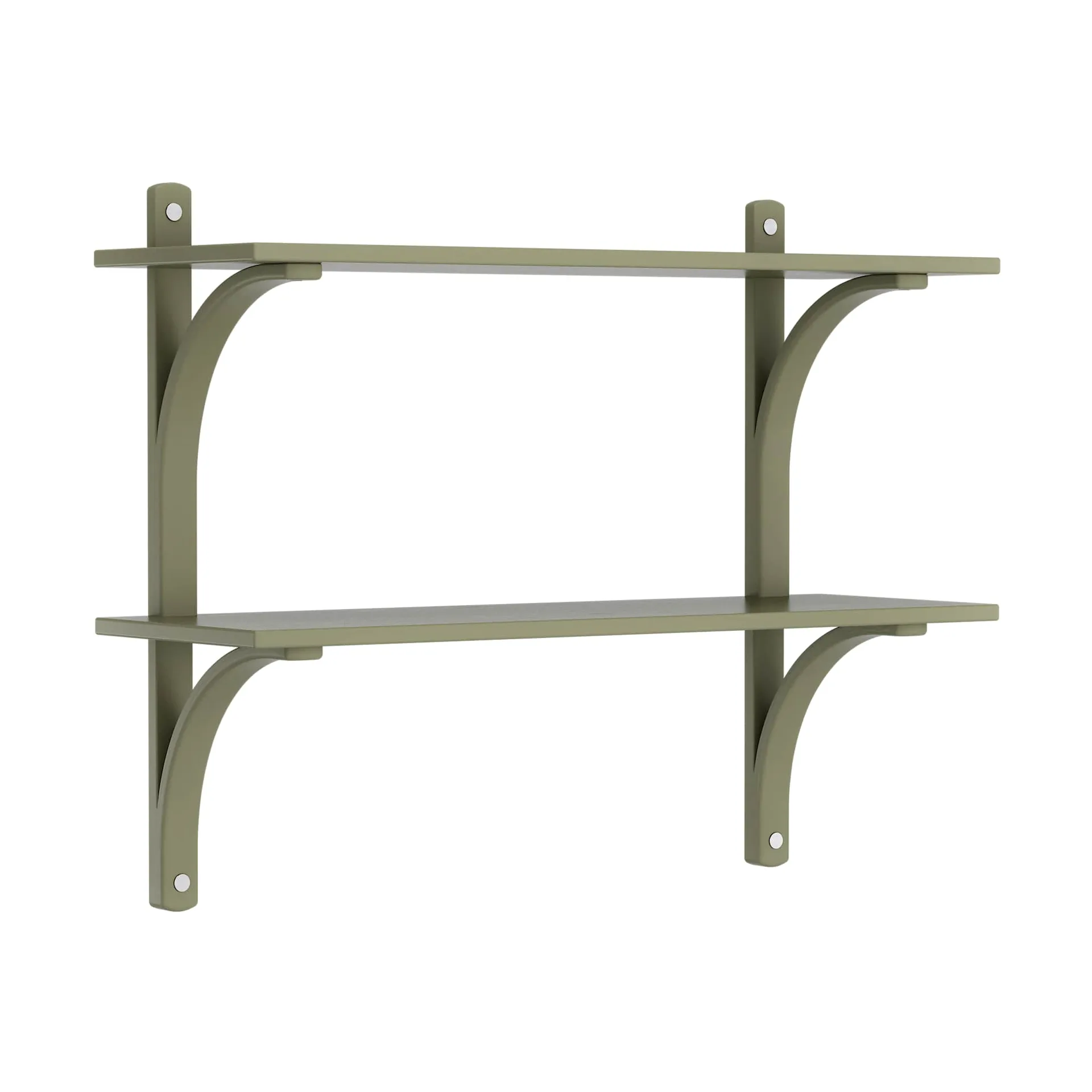Levi estantería, Moss green-acero inoxidable, 2 estantes, 90 cm Swedese