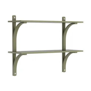 Levi estantería - Moss green-acero inoxidable, 2 estantes, 90 cm - Swedese